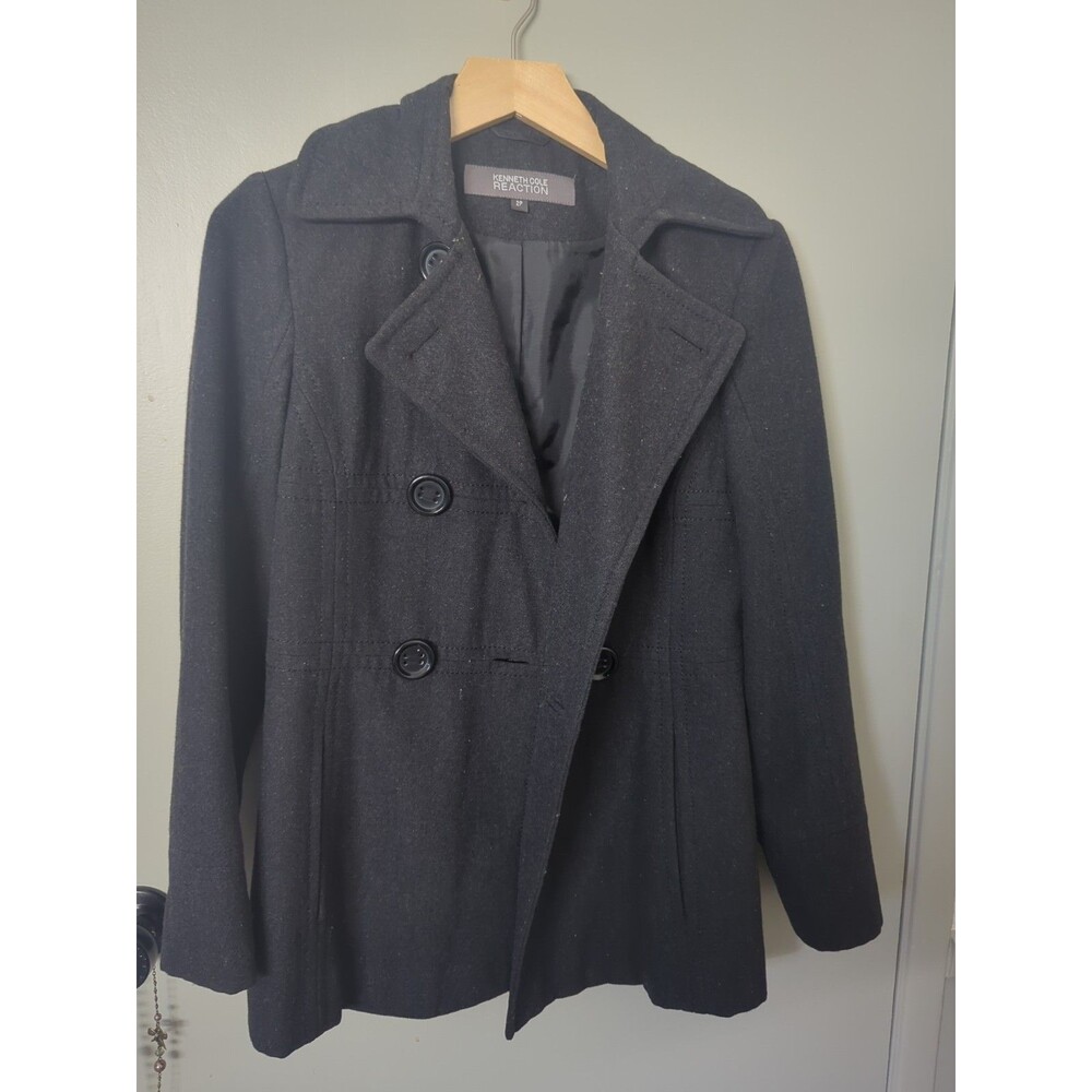 Kenneth Cole Wool Blend Gray Double breasted Peacoat Women's 2P
